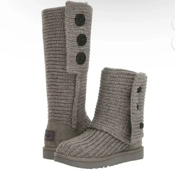 NWOT Sz 8 Ugg Women's Classic Cardy Knit Winter Boots Grey - Picture 5 of 16